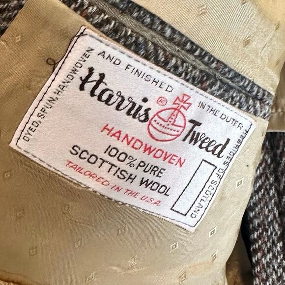 Harris Tweed Scottish Wool Vintage Woven Blazer Sport Coat Mens 42R Woven Brown - Picture 2 of 15